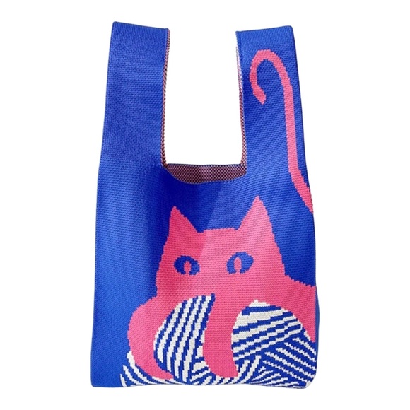 NWT Cat Knit Small Tote Crossover Handle Handbag - Picture 1 of 5